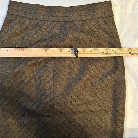 Vintage Valentino Miss V Wool Tweed Stripe Print Midi Pencil Skirt 10 brown tan - Picture 4 of 7